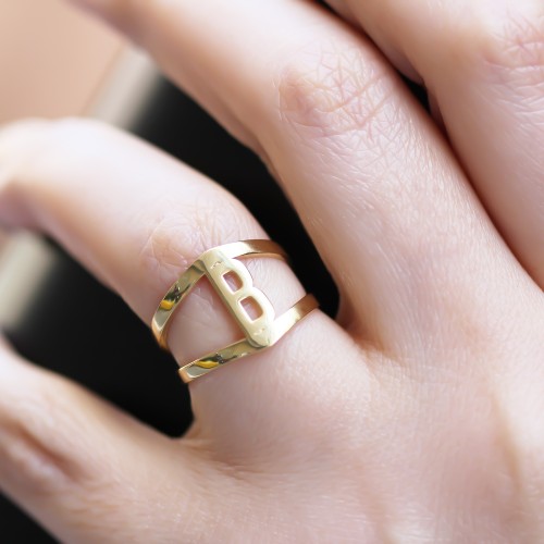 Glorria Gümüş Kişiye Özel Harfli Yüzük