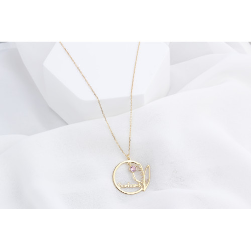 Glorria Gümüş Kişiye Özel İsimli Doğum Taşı Ve Doğum Çiçeği Kolye Glorria Gümüş Kişiye Özel İsimli Doğum Taşı Ve Doğum Çiçeği Kolye