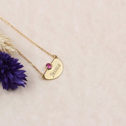 Glorria Kişiye Özel İsimli Doğum Taşlı Gümüş Kolye