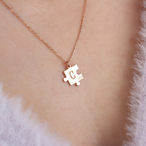 Glorria Kişiye Özel İsimli Puzzle Gümüş Kolye