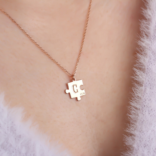 Glorria Kişiye Özel İsimli Puzzle Gümüş Kolye