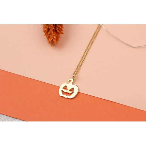 Glorria Kişiye Özel Halloween Bal Kabağı Gümüş Kolye Glorria Kişiye Özel Halloween Bal Kabağı Gümüş Kolye