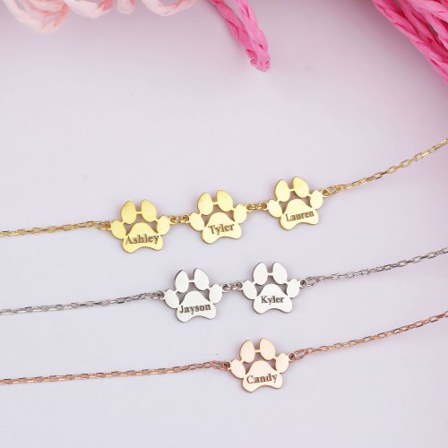 Glorria Gümüş Kişiye Özel İsimli Pati Bileklik