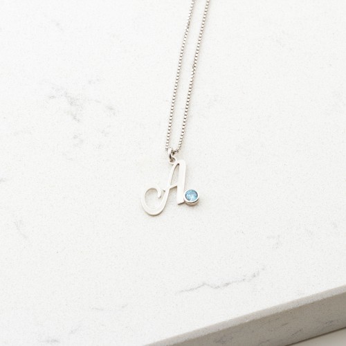 Glorria Gümüş Kişiye Özel Doğum Taşlı Harf Kolye