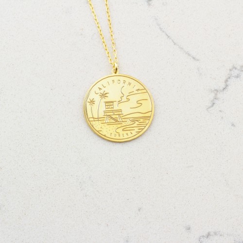 Glorria Gümüş Kişiye Özel ABD Eyalet Logosu Kolye