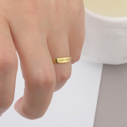 Glorria Gümüş Kişiye Özel Çiçek Motifli Yüzük