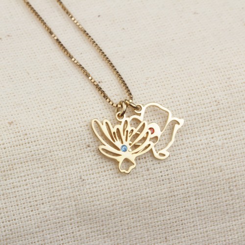 Glorria Gümüş Kişiye Özel Doğum Çiçeği ve Doğum Taşı Küp Zincir Kolye