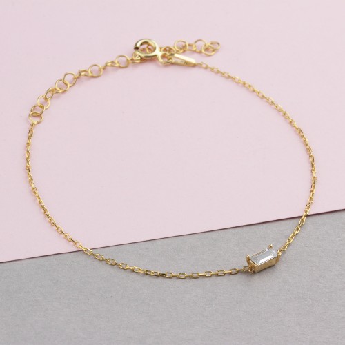 Glorria Gümüş Kişiye Özel Doğum Taşlı Baget Bileklik