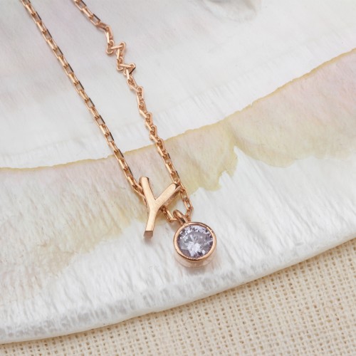 Glorria Gümüş Kişiye Özel Doğum Taşlı Harf Kolye