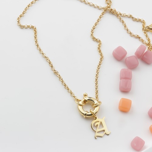 Glorria Gümüş Kişiye Özel Harfli Charm Simit Kilitli Doç Kolye