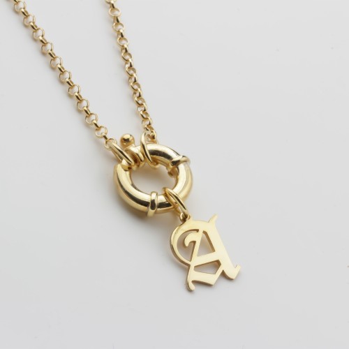 Glorria Gümüş Kişiye Özel Harfli Charm Simit Kilitli Doç Kolye