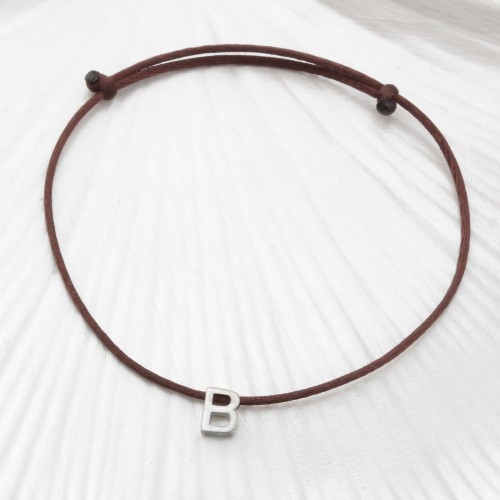 Glorria Gümüş Kişiye Özel İpli Harf Bileklik