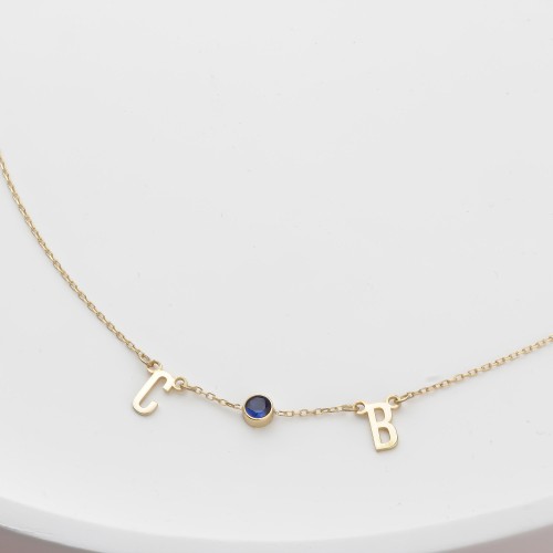 Glorria Gümüş Kişiye Özel Doğum Taşlı Harf Kolye