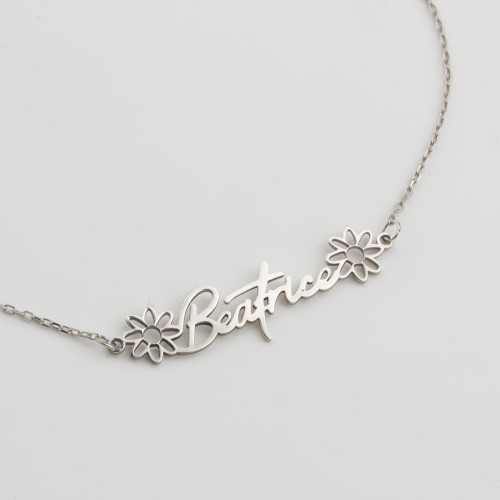 Glorria Gümüş Kişiye Özel İsimli Doğum Çiçeği Kolye