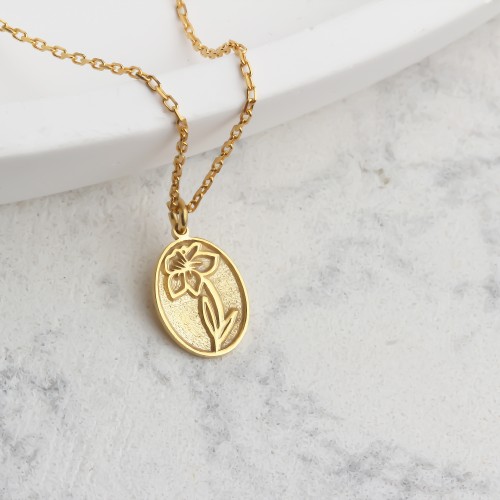 Glorria Gümüş Kişiye Özel Doğum Çiçeği Kolye