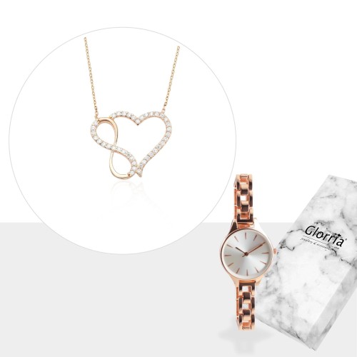 Glorria Gümüş Kalp Sonsuzluk Kolye - HEDİYE SETİ