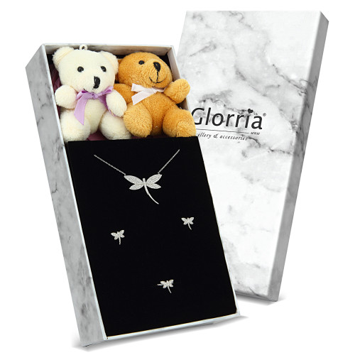 Glorria Gümüş Yusufçuk Kolye, Küpe, Yüzük Hediye Seti - DT0505-HS Glorria Gümüş Yusufçuk Kolye, Küpe, Yüzük Hediye Seti - DT0505-HS