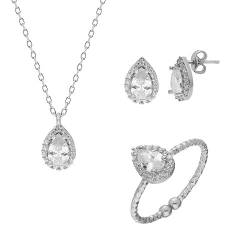 Glorria Gümüş Damla Anturaj Set