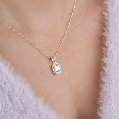 Glorria Gümüş Baget Taşlı Kolye