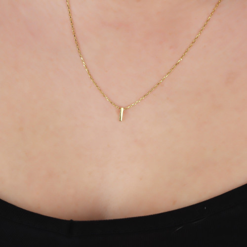 Glorria Gümüş 3 Boyutlu Minimalist I Harfi Kolye