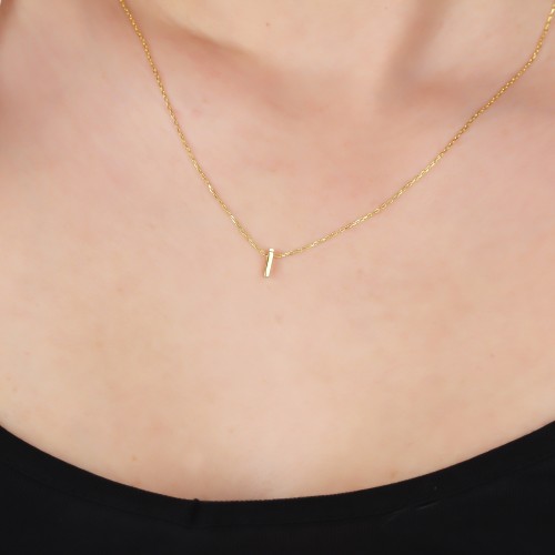 Glorria Gümüş 3 Boyutlu Minimalist İ Harfi Kolye