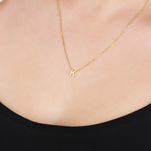 Glorria Gümüş 3 Boyutlu Minimalist K Harfi Kolye