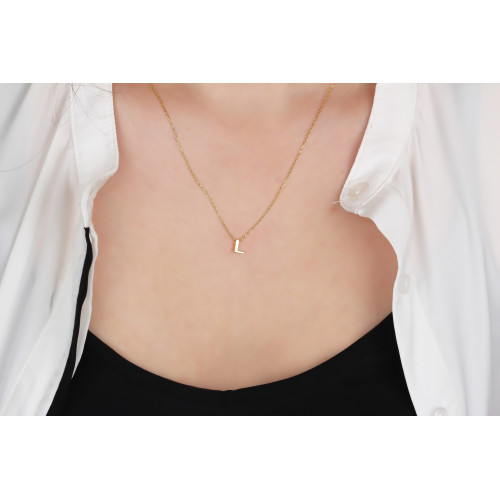 Glorria Gümüş 3 Boyutlu Minimalist L Harfi Kolye