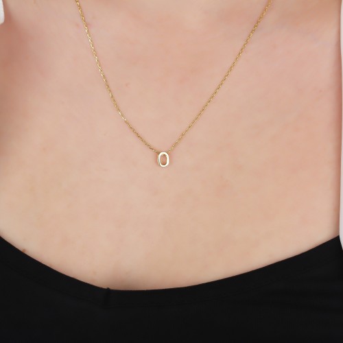 Glorria Gümüş 3 Boyutlu Minimalist O Harfi Kolye