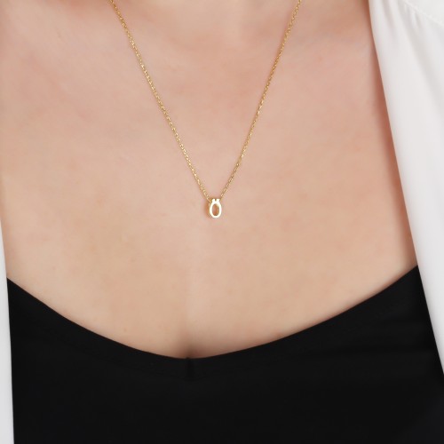 Glorria Gümüş 3 Boyutlu Minimalist Ö Harfi Kolye