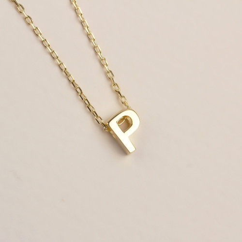 Glorria Gümüş 3 Boyutlu Minimalist P Harfi Kolye Glorria Gümüş 3 Boyutlu Minimalist P Harfi Kolye