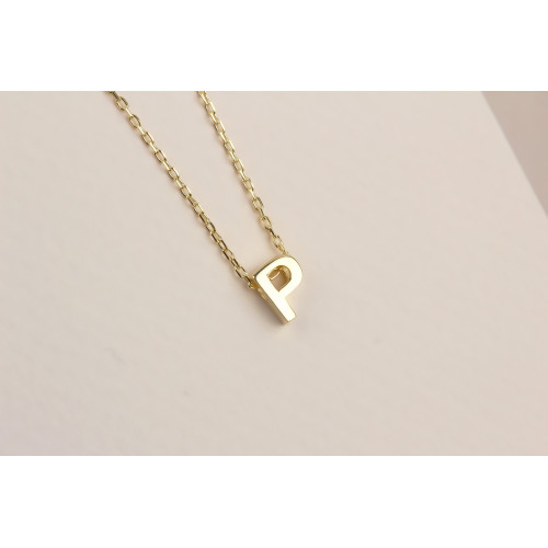 Glorria Gümüş 3 Boyutlu Minimalist P Harfi Kolye