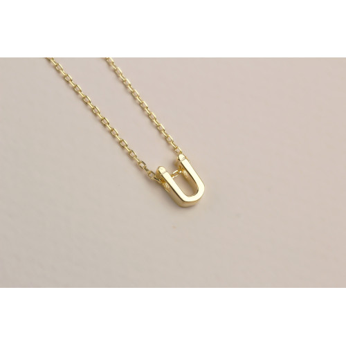 Glorria Gümüş 3 Boyutlu Minimalist Ü Harfi Kolye