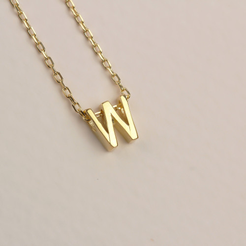 Glorria Gümüş 3 Boyutlu Minimalist W Harfi Kolye Glorria Gümüş 3 Boyutlu Minimalist W Harfi Kolye