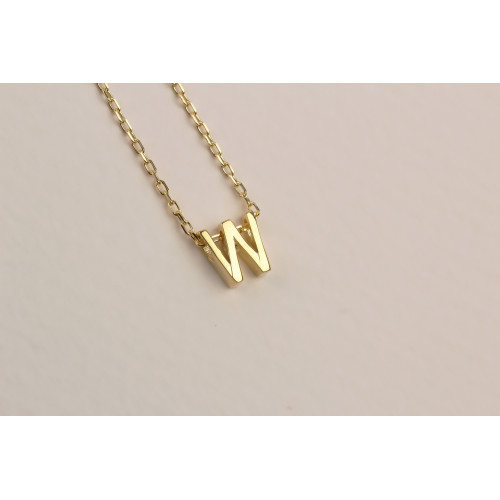 Glorria Gümüş 3 Boyutlu Minimalist W Harfi Kolye