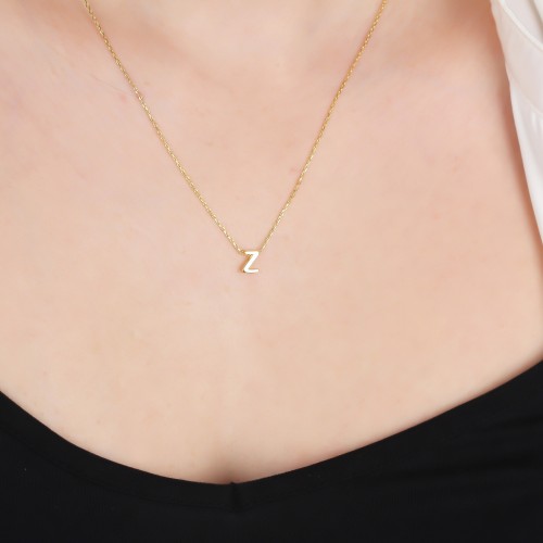 Glorria Gümüş 3 Boyutlu Minimalist Z Harfi Kolye