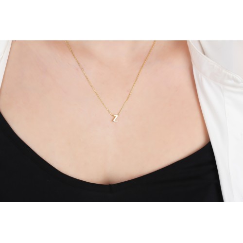 Glorria Gümüş 3 Boyutlu Minimalist Z Harfi Kolye