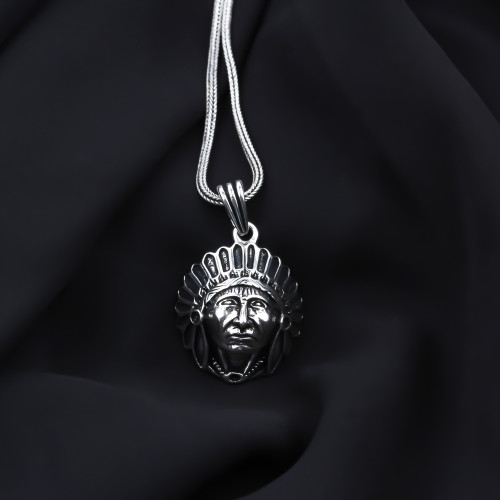 Glorria Gümüş Erkek Kızılderili Kolye Glorria Gümüş Erkek Kızılderili Kolye