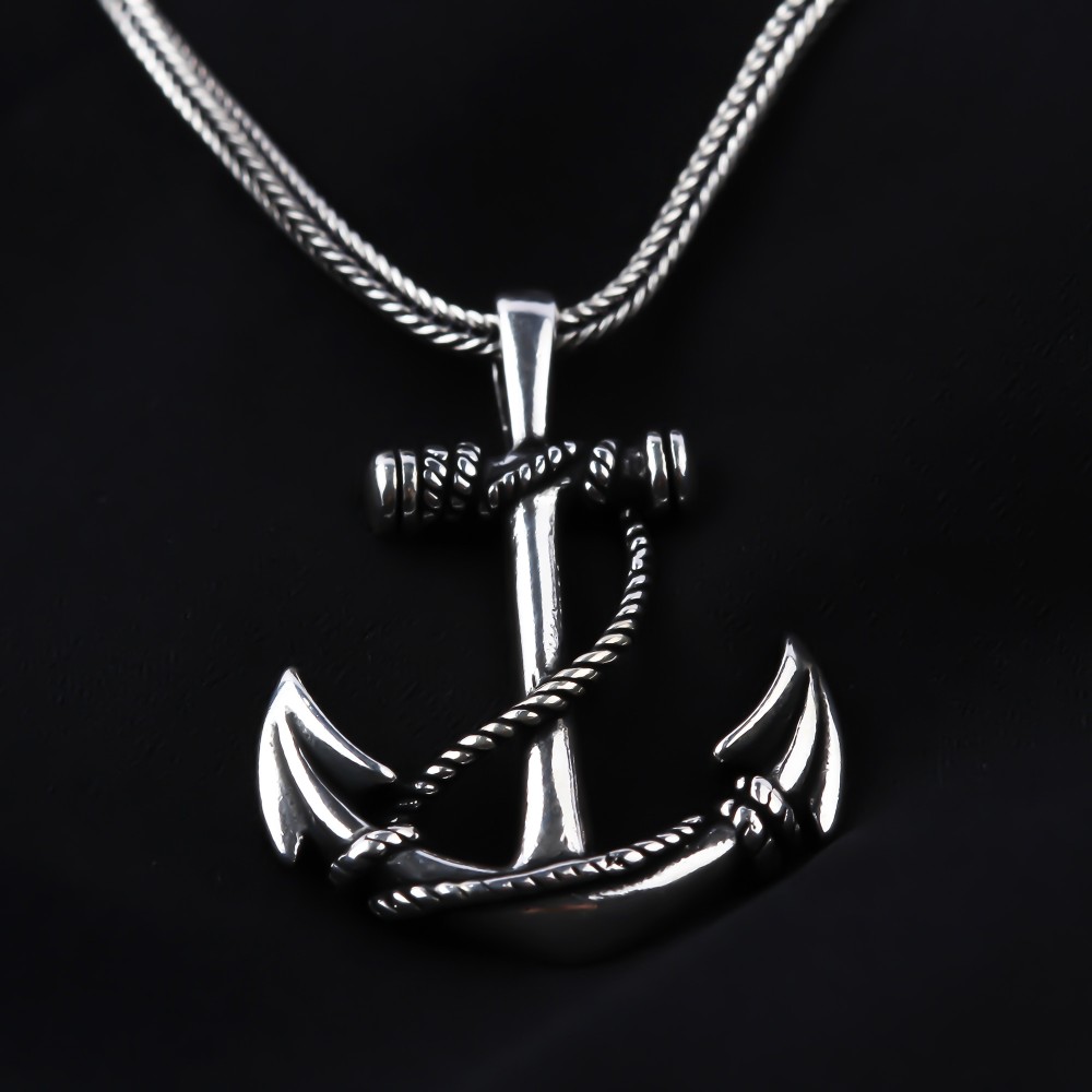 Glorria 925k Sterling Silver Men Sea Anchor Necklace Glorria 925k Sterling Silver Men Sea Anchor Necklace