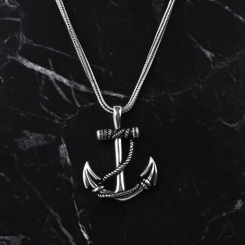 Glorria 925k Sterling Silver Men Sea Anchor Necklace Glorria 925k Sterling Silver Men Sea Anchor Necklace