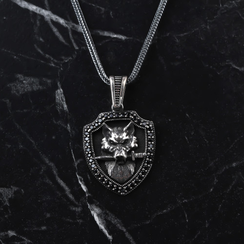 Glorria Gümüş Erkek Kurt Kolye Glorria Gümüş Erkek Kurt Kolye