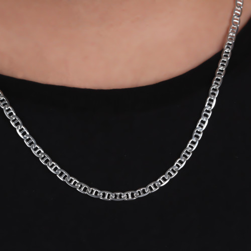 Glorria Gümüş 5mm Mariner Zincir Kolye