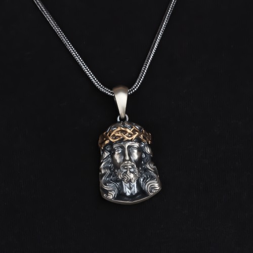 Glorria Gümüş Gurmet Zincirli İsa Mesih Kolye