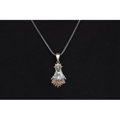 Glorria Gümüş Gurmet Zincirli Meryemana Kolye