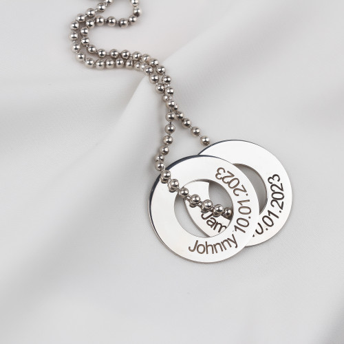 Glorria Erkek Kişiye Özel Çift Halka Top Zincirli Gümüş Kolye Glorria Erkek Kişiye Özel Çift Halka Top Zincirli Gümüş Kolye