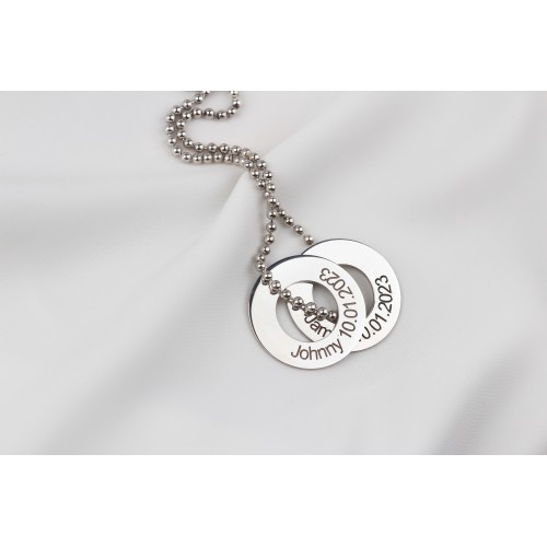 Glorria Erkek Kişiye Özel Çift Halka Top Zincirli Gümüş Kolye Glorria Erkek Kişiye Özel Çift Halka Top Zincirli Gümüş Kolye