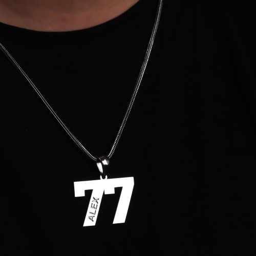 Glorria Erkek Kişiye Özel İsimli Çift Rakam Gümüş Kolye