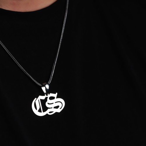 Glorria Erkek Kişiye Özel Gothic Çift Harf Gümüş Kolye