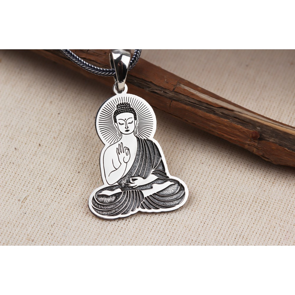Glorria Erkek Budist Rahibe Gümüş Kolye