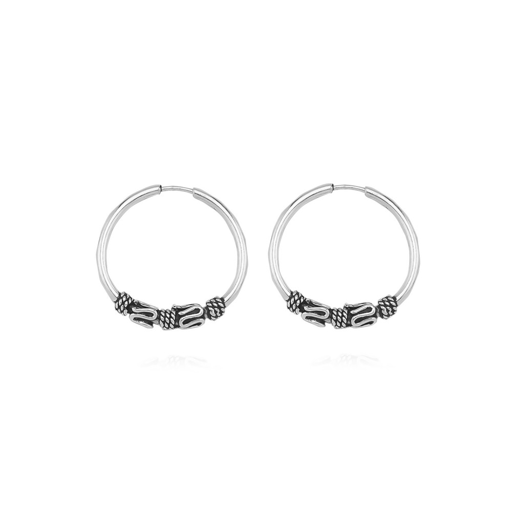 Glorria Gümüş 1,5 cm Desenli Halka Küpe Glorria Gümüş 1,5 cm Desenli Halka Küpe
