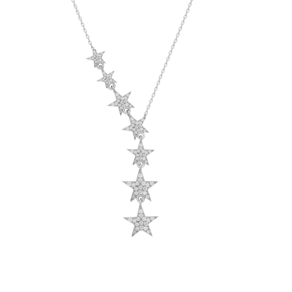 Glorria Gümüş Yıldız Kolye, Tektaş Küpe, Çiçekli Hediye Seti - ES0209-HS